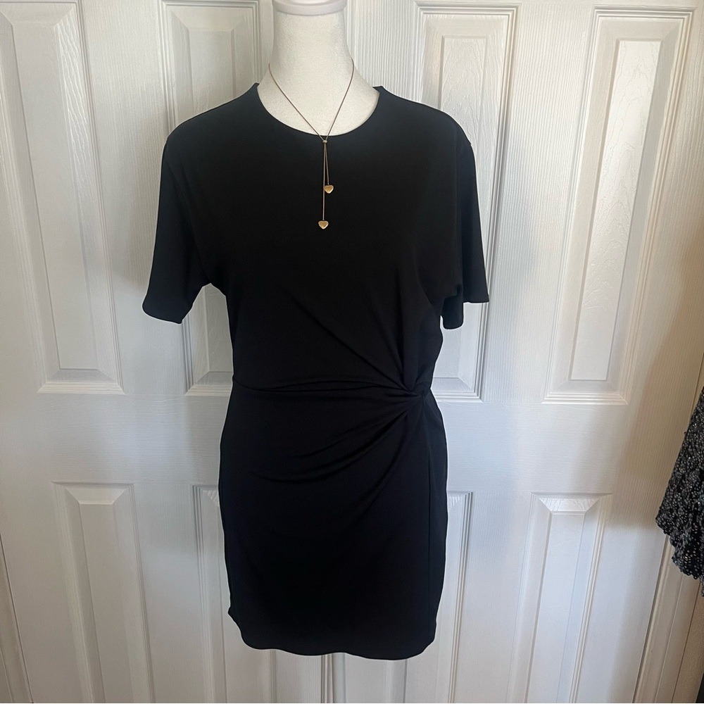 Abercrombie & Fitch Black Side Twist Mini Dress Short Sleeve XS NWT 159-374-0046